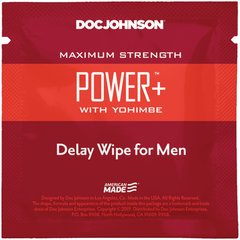 купить Пролонгуюча серветка Doc Johnson Power + Delay Wipe For Men з екстрактом йохимбе SO3488 фото