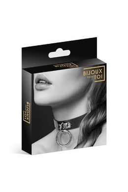 купити Чокер з кільцем для повідця Bijoux Pour Toi - FETISH Black, екошкіра SO1879 фото