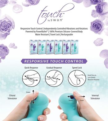 купити Вібратор-кролик з сенсорним управлінням і ротацією Touch by SWAN - Duo Purple, глибока вібрація SO2729 фото