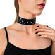 Ошейник из натуральной кожи с заклепками и стразами Art of Sex - Jenna Collar, Черный 1 из 4