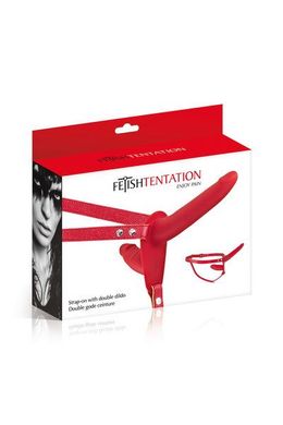 купить Подвійний страпон Fetish Tentation Strap-On with Double Dildo Red SO3750 фото