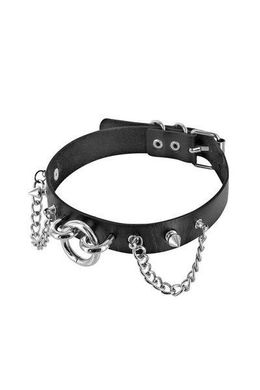 купить Нашийник ланцюжками, шипами і кільцем Fetish Tentation Choker Rings and Chains, екошкіра SO2237 фото