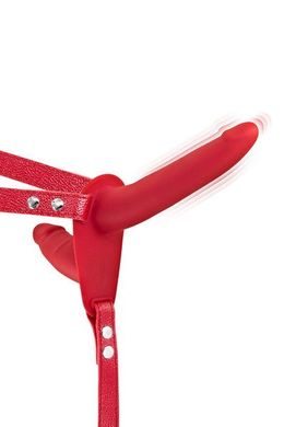 купить Подвійний страпон з вібрацією Fetish Tentation Vibrating Strap-On with Double Dildo Red SO3752 фото