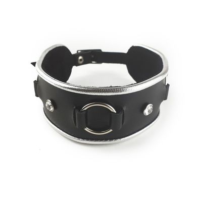 купити Ошейник из натуральной кожи со стразами и кольцом Art of Sex - Collar Ring SO5179 фото