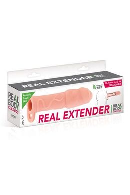 купить Насадка на член Real Body — Real Extender DICKY із закритою головкою та кільцем для мошонки SO3716 фото