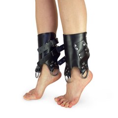 купить Поножі манжети для подвіса за ноги Leg Cuffs, натуральна шкіра, колір чорний SO5182 фото