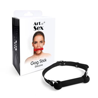 купить Кляп Палиця, силікон та натуральна шкіра, Art of Sex - Gag Stick Silicon, Чорний SO6705 фото