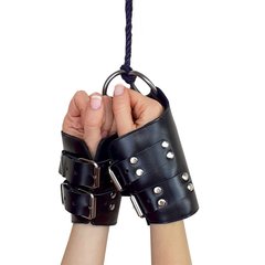 купить Манжети для підвісу за руки Kinky Hand Cuffs For Suspension з натуральної шкіри, колір чорний SO5183 фото