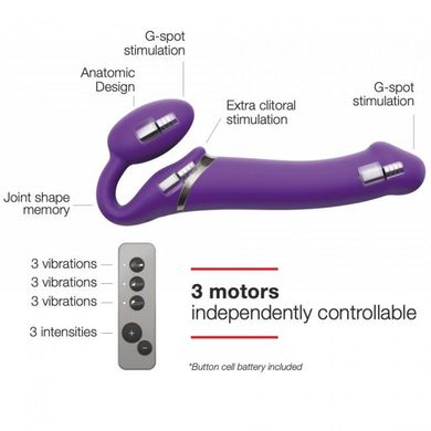 купити Безремневой страпон с вибрацией Strap-On-Me Vibrating Violet M диаметр 3,3см, пульт ДУ, регулируемый SO3825 фото