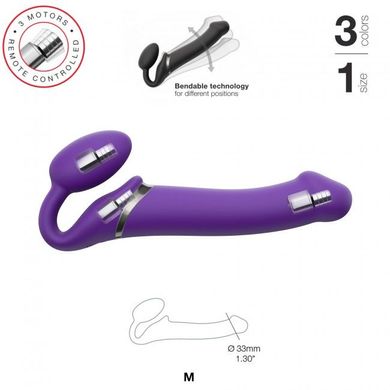 купити Безремневой страпон с вибрацией Strap-On-Me Vibrating Violet M диаметр 3,3см, пульт ДУ, регулируемый SO3825 фото