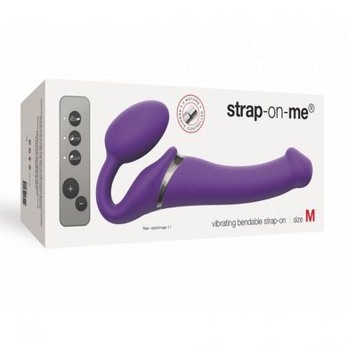 купить Безремінний страпон з вібрацією Strap-On-Me Vibrating Violet M, діаметр 3,3 см, пульт ДК, регульован SO3825 фото