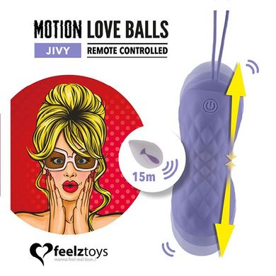 купити Вагінальні кульки з масажем і вібрацією FeelzToys Motion Love Balls Jivy з пультом дистанційного кер SO3852 фото