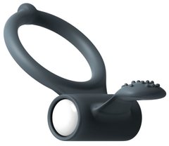 купити Ерекційне кільце Dorcel Power Clit Black V2 з вібрацією та язичком з щіточкою MD1410 фото