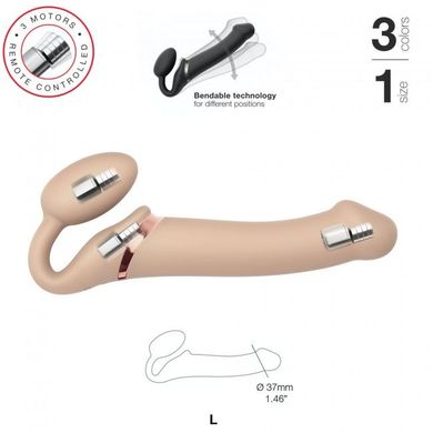 купить Безремінний страпон з вібрацією Strap-On-Me Vibrating Flesh L, діаметр 3,7 см, пульт ДК, регульовани SO3828 фото