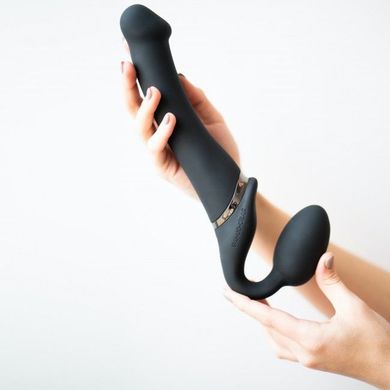 купити Безремневой страпон с вибрацией Strap-On-Me Vibrating Black L, диаметр 3,7см, пульт ДУ, регулируемый SO3829 фото