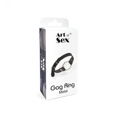 купить Кляп Металеве кільце із натуральної шкіри Art of Sex - Gag Ring Metal, колір Чорний SO6790 фото