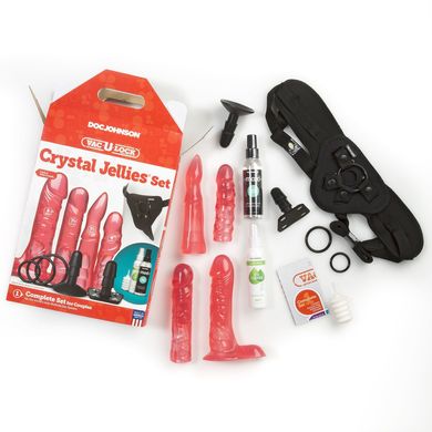 купити Набір для страпона Doc Johnson Vac-U-Lock Crystal Jellies Set, діаметр 3,8см, 2×4,5см, 5,1 см SO1989 фото