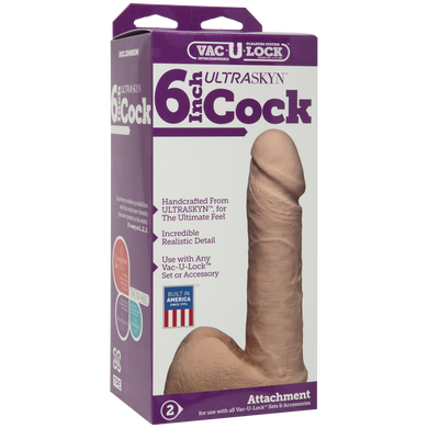 купити Фалоімітатор Doc Johnson Vac-U-Lock - 6 Inch ULTRASKYN Cock White, діаметр 4,3 см SO1560 фото