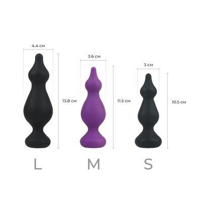 купить Анальна пробка Adrien Lastic Amuse Mini Black (S) з двома переходами, макс. діаметр 3 см AD20289 фото