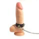 Кільце для пеніса Penis Ring із шипами та повідцем, натуральна шкіра 4 з 5