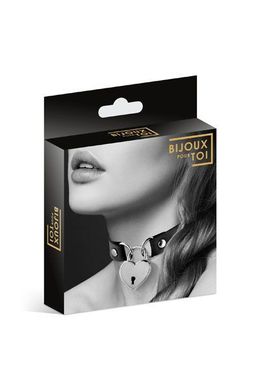 купить Чокер з замочком-сердечком Bijoux Pour Toi - HEART LOCK Black, екошкіра SO1883 фото