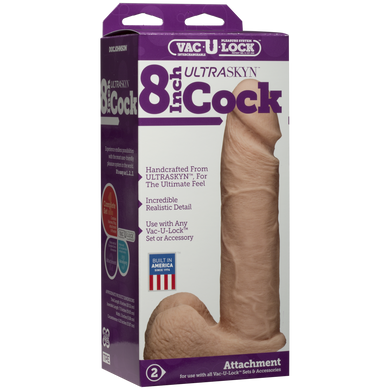 купить Фалоімітатор Doc Johnson Vac-U-Lock - 8 Inch ULTRASKYN Cock White, діаметр 5,1 см SO1561 фото