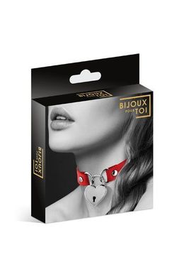 купити Чокер з замочком-сердечком Bijoux Pour Toi - HEART LOCK Red, екошкіра SO1884 фото