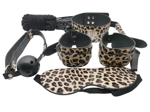 купити Набір MAI BDSM STARTER KIT Nº 75 Leopard: батіг, кляп, наручники, маска, нашийник, мотузка, затис SO6581 фото